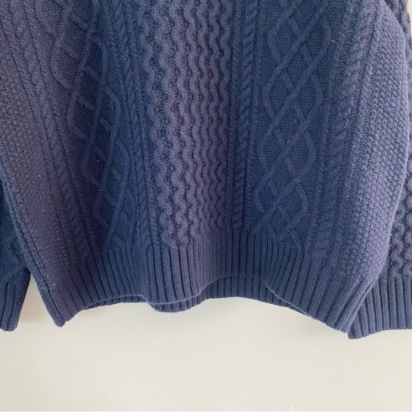 Demylee New York Cableknit Navy Blue Sweater 100% Wool - M - Picture 5 of 13